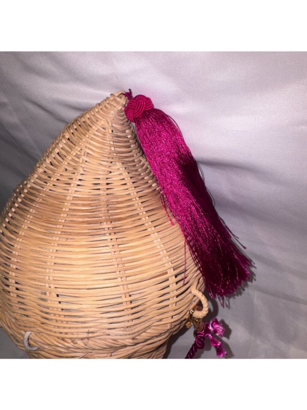 Conch Shell Bag Pink Tassel Vacation Straw bag Basket weave - Picture 3 of 6